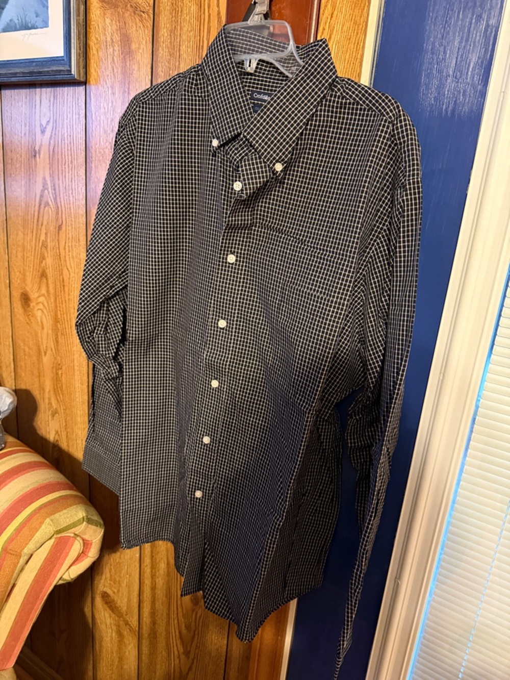 croft & barrow Black and White Micro-Check Button-Down Shirt